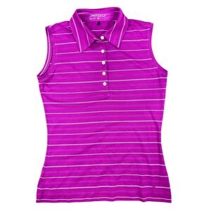 Nike Golf Dri-FIT Purple Striped Sleeveless Golf Polo Shirt Womens‎ XS